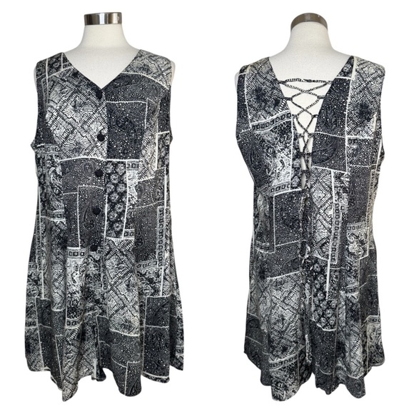 DIANA MARCO VTG Black and White Patterned Romper size 18 - Picture 1 of 10